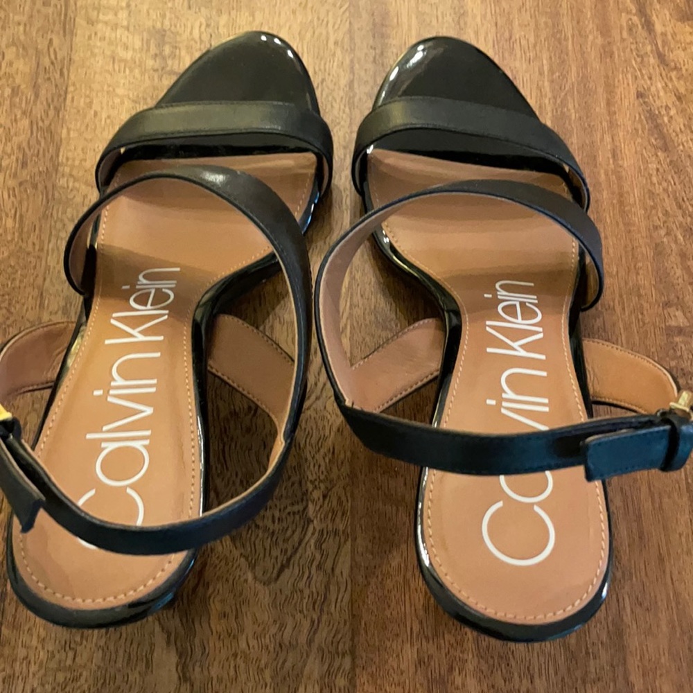 Calvin Klein black leather upper heels size 8